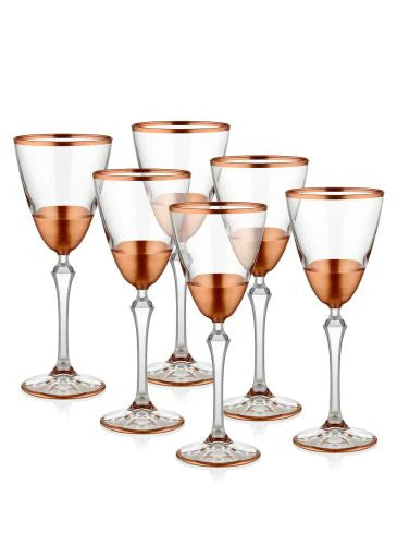 Glam Series Wine Glasses, Set of 6 - Copper