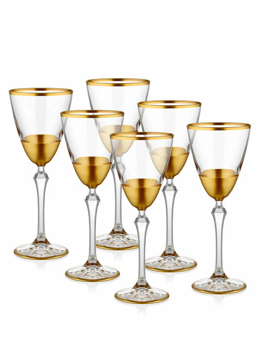 Glam Series Wine Glasses, Set of 6 - Gold